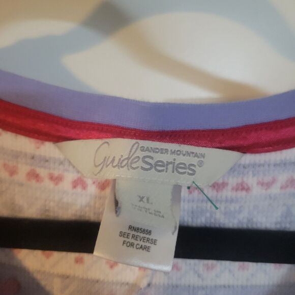 Women's cotton jersey unionsuit Pajamas sz XL PJs Nordic print Light blue/red - Picture 3 of 5